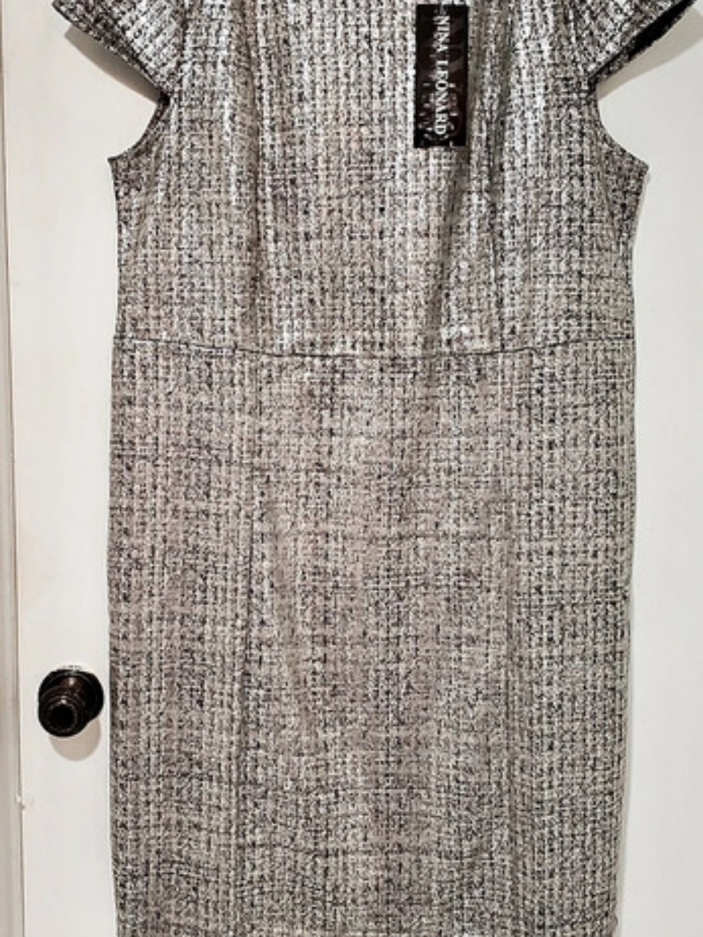 Nina Leonard Tweed Mini Dress in Gray & Black